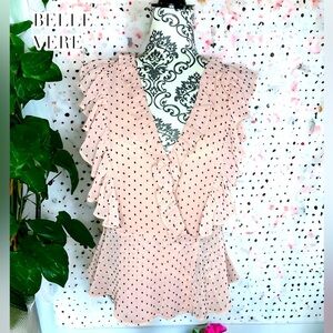 BELLE VERE Women’s polka dot tank with ruffles- Medium